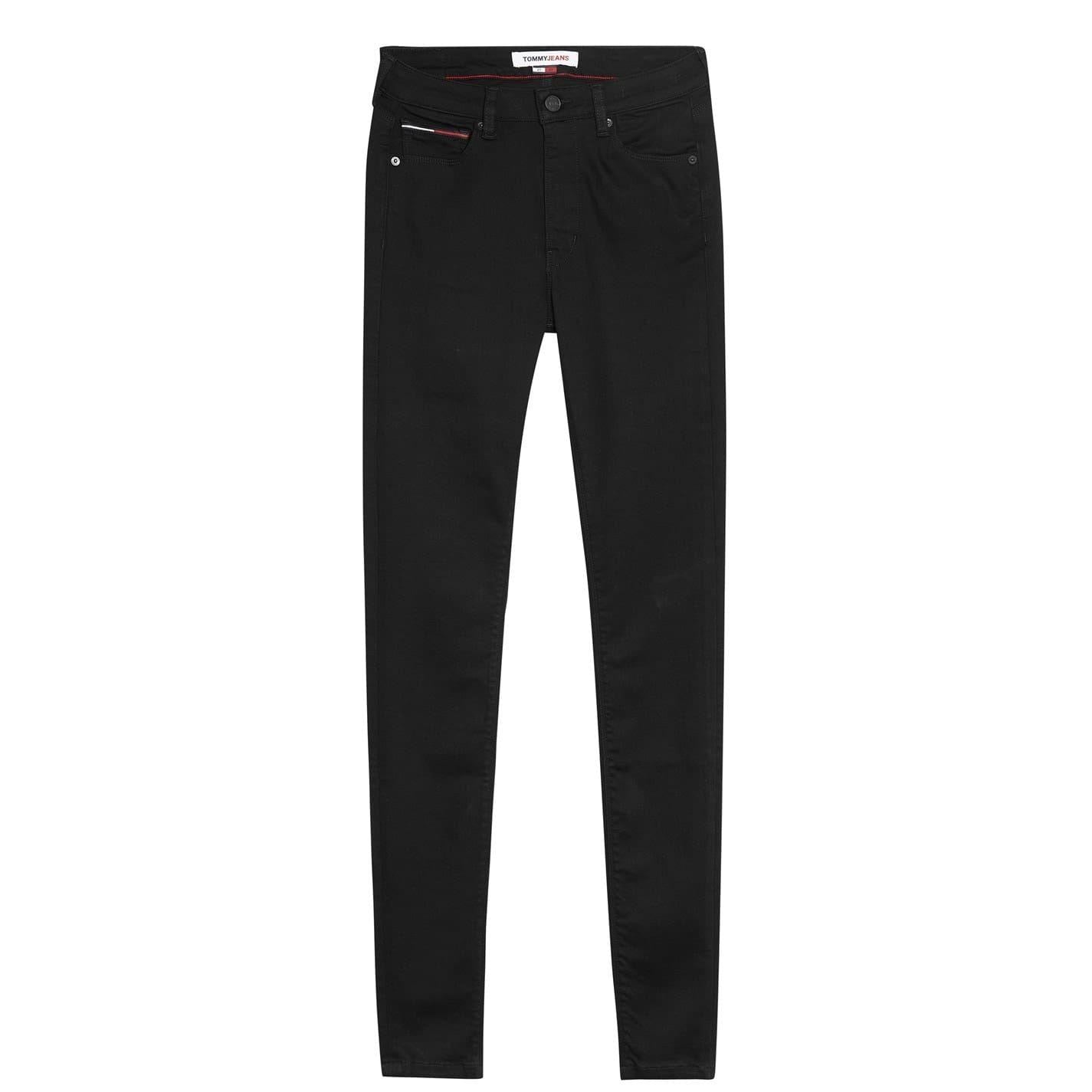 Black - Front - Tommy Jeans Womens-Ladies High Rise Super Skinny Jeans
