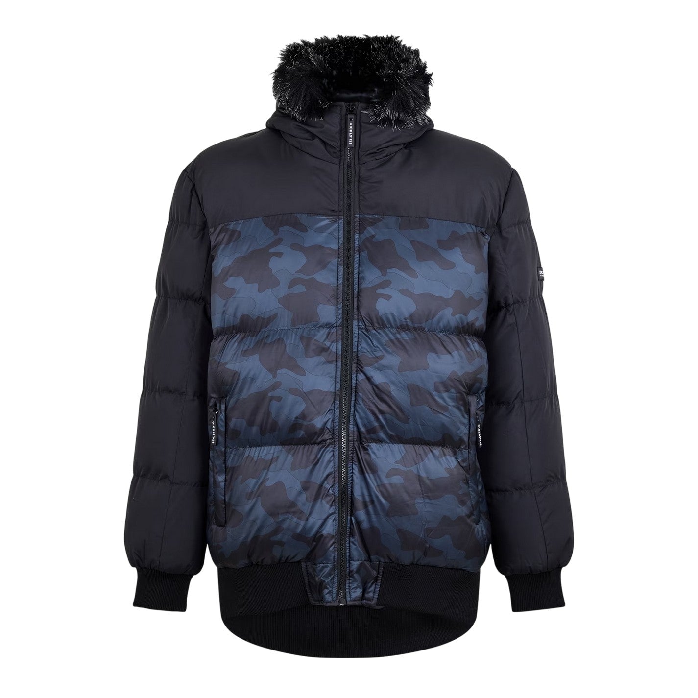 Black - Front - 274 Studio Mens Camouflage Puffer Jacket