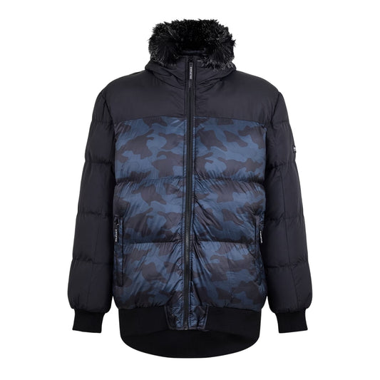 Black - Front - 274 Studio Mens Camouflage Puffer Jacket