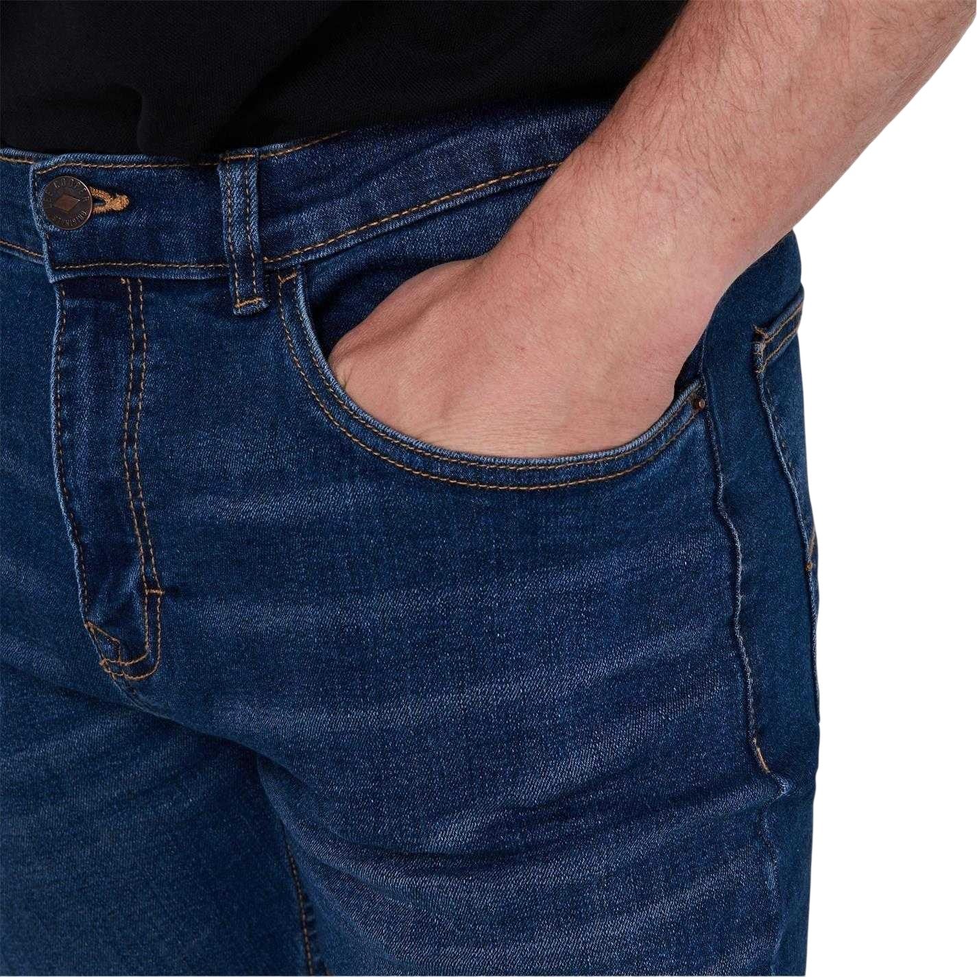 Mid Wash - Side - Lee Cooper Mens Denim Plain Slim Jeans