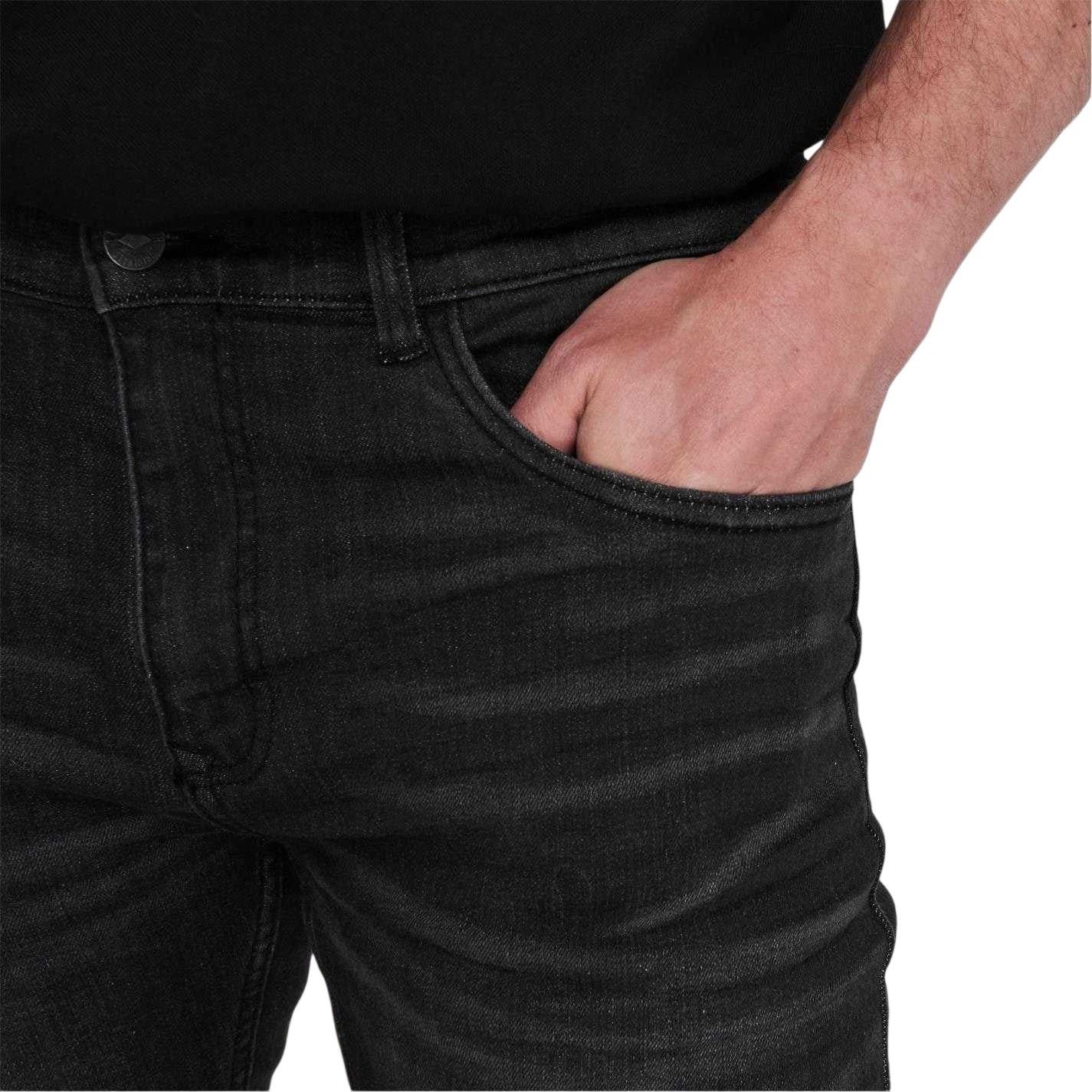 Black - Side - Lee Cooper Mens Denim Plain Slim Jeans