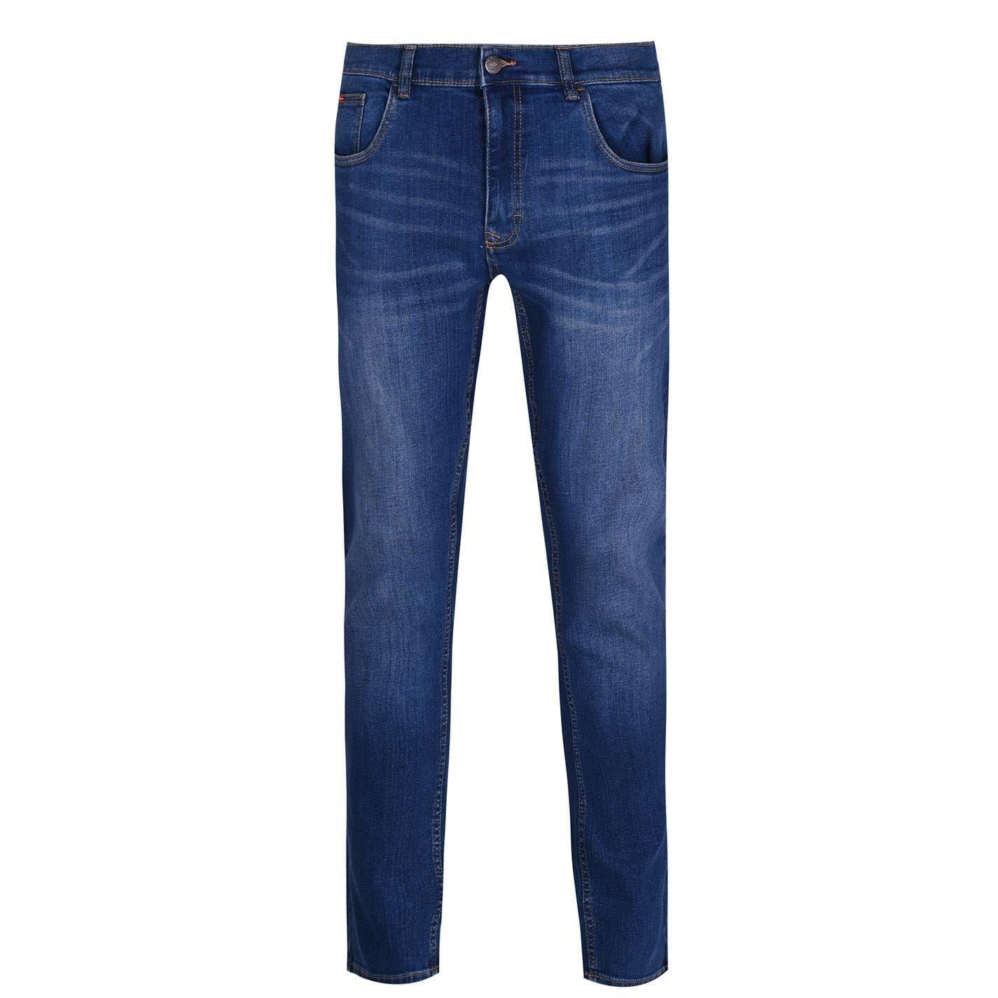 Mid Wash - Front - Lee Cooper Mens Denim Plain Slim Jeans