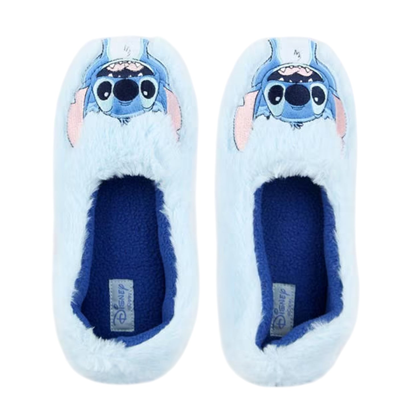 Blue - Side - Lilo & Stitch Womens-Ladies Stitch Fluffy Slippers