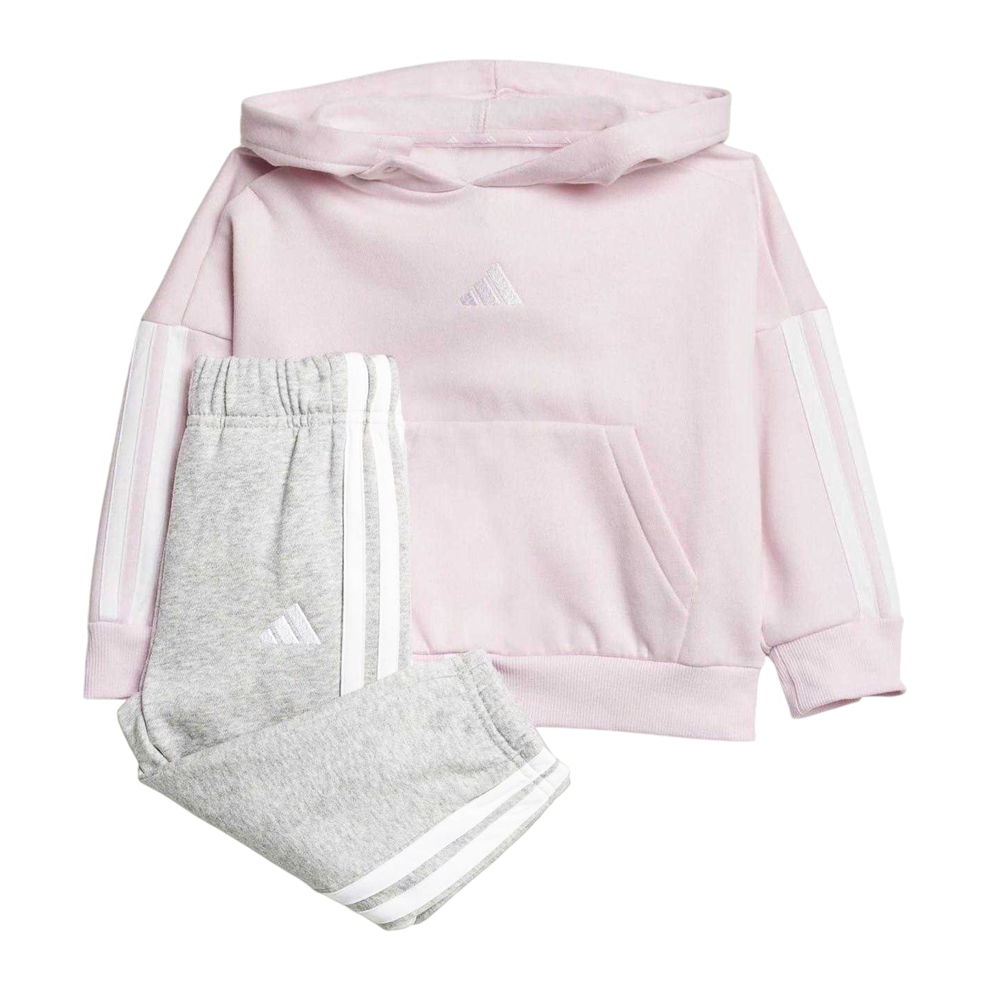 Pink-White - Front - Adidas Baby Essentials Hoodie And Joggers Set Set