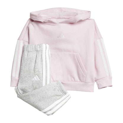 Pink-White - Front - Adidas Baby Essentials Hoodie And Joggers Set Set