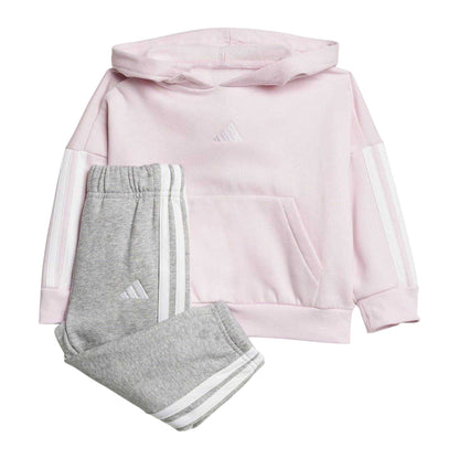 Pink-Grey - Front - Adidas Baby Essentials Hoodie And Joggers Set Set