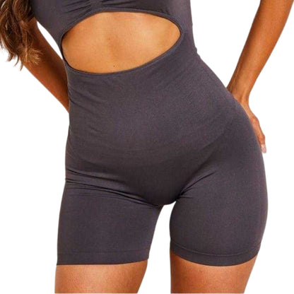 Charcoal - Back - Missy Empire Womens-Ladies Cut Out Unitard