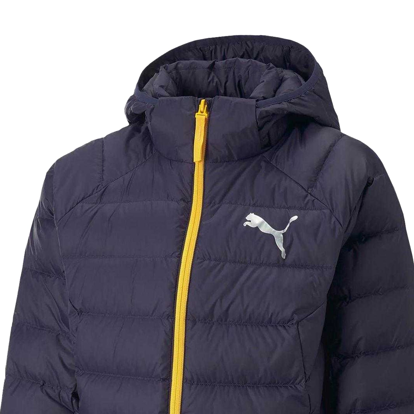 Navy - Side - Puma Childrens-Kids Logo Hooded Jacket