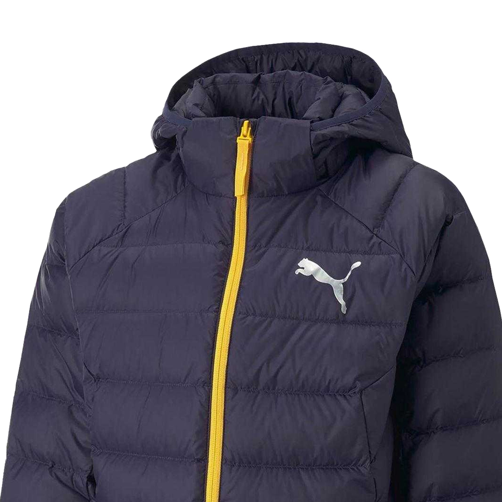 Navy - Side - Puma Childrens-Kids Logo Hooded Jacket