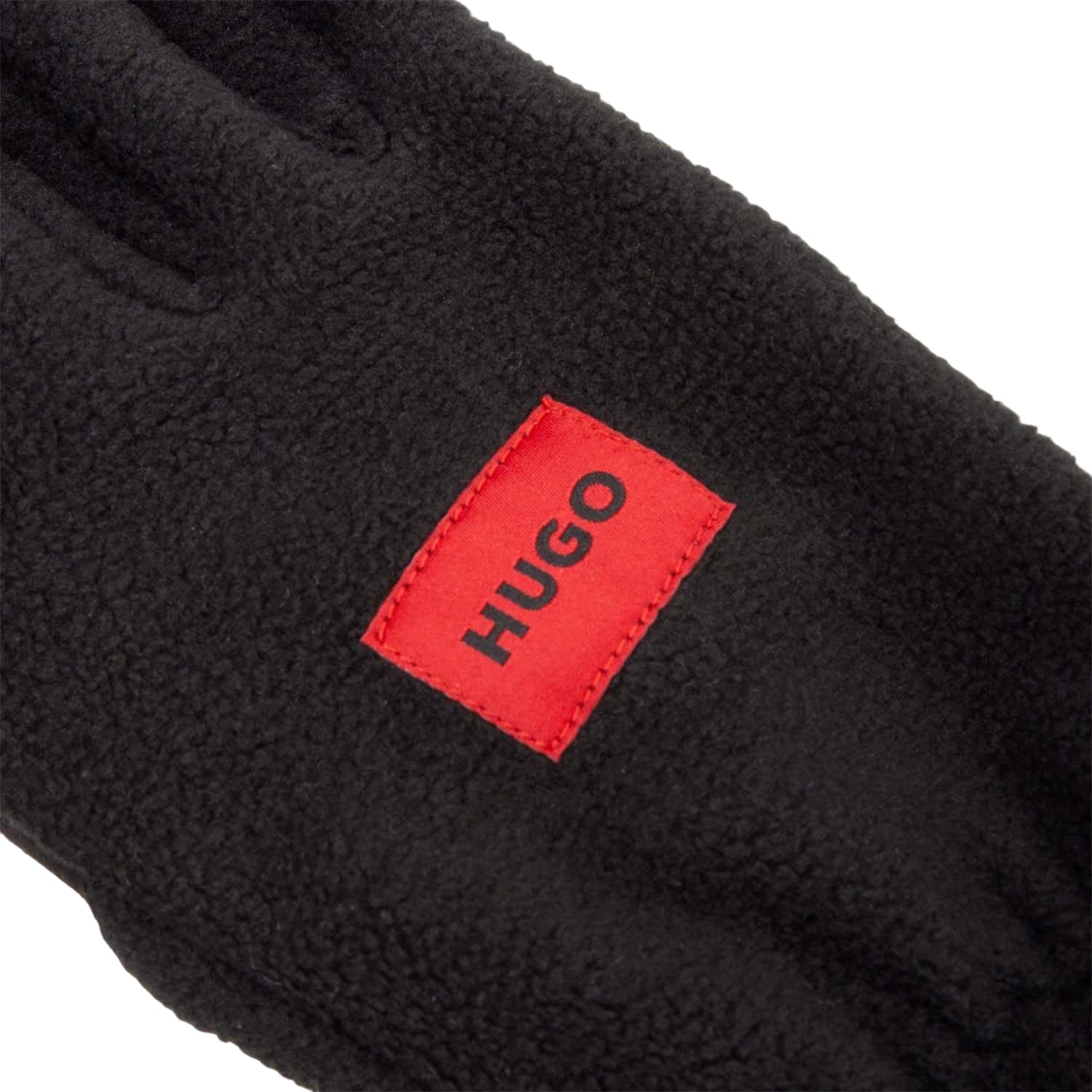 Black - Side - Hugo Fleece Logo Winter Gloves