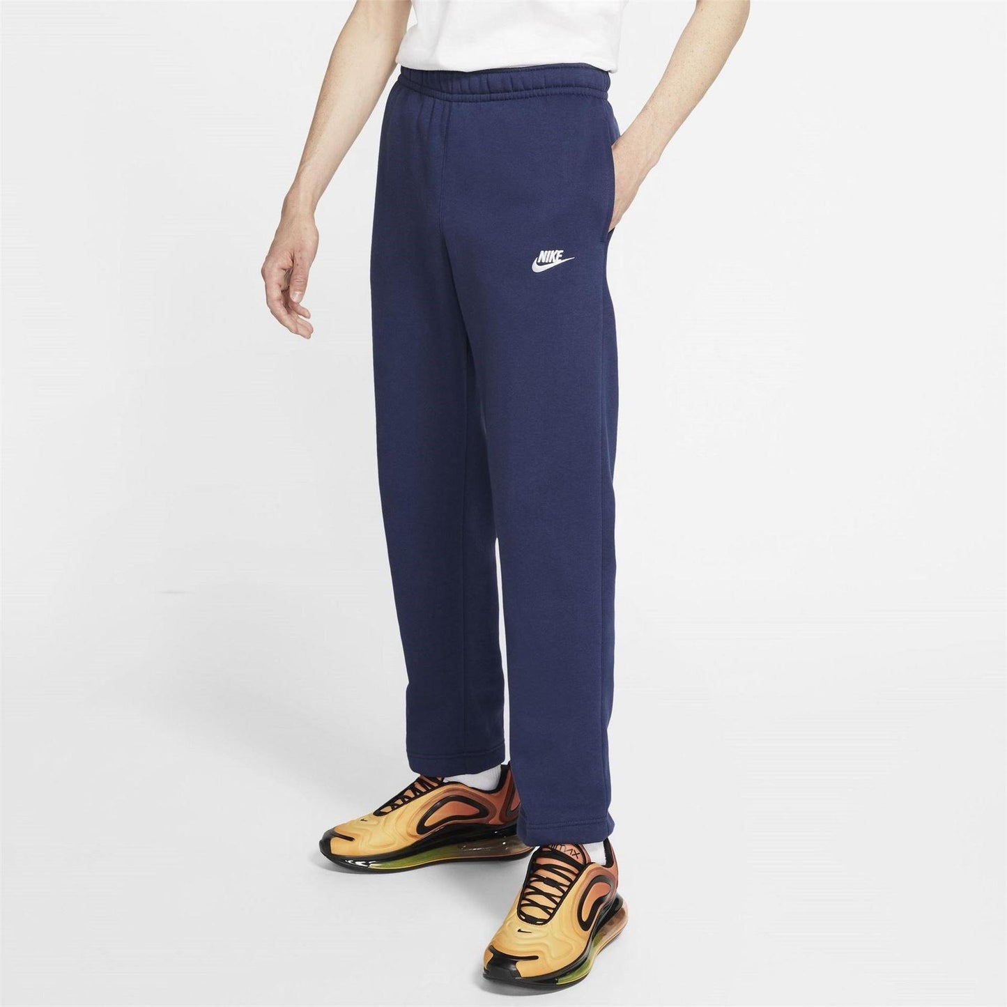Navy - Side - Nike Mens Club Embroidered Logo Joggers