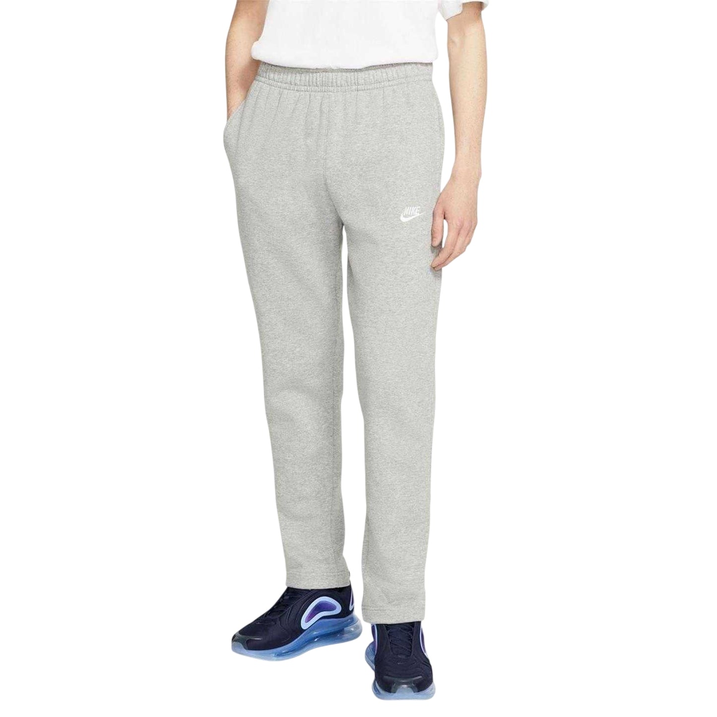 Grey - Side - Nike Mens Club Embroidered Logo Joggers
