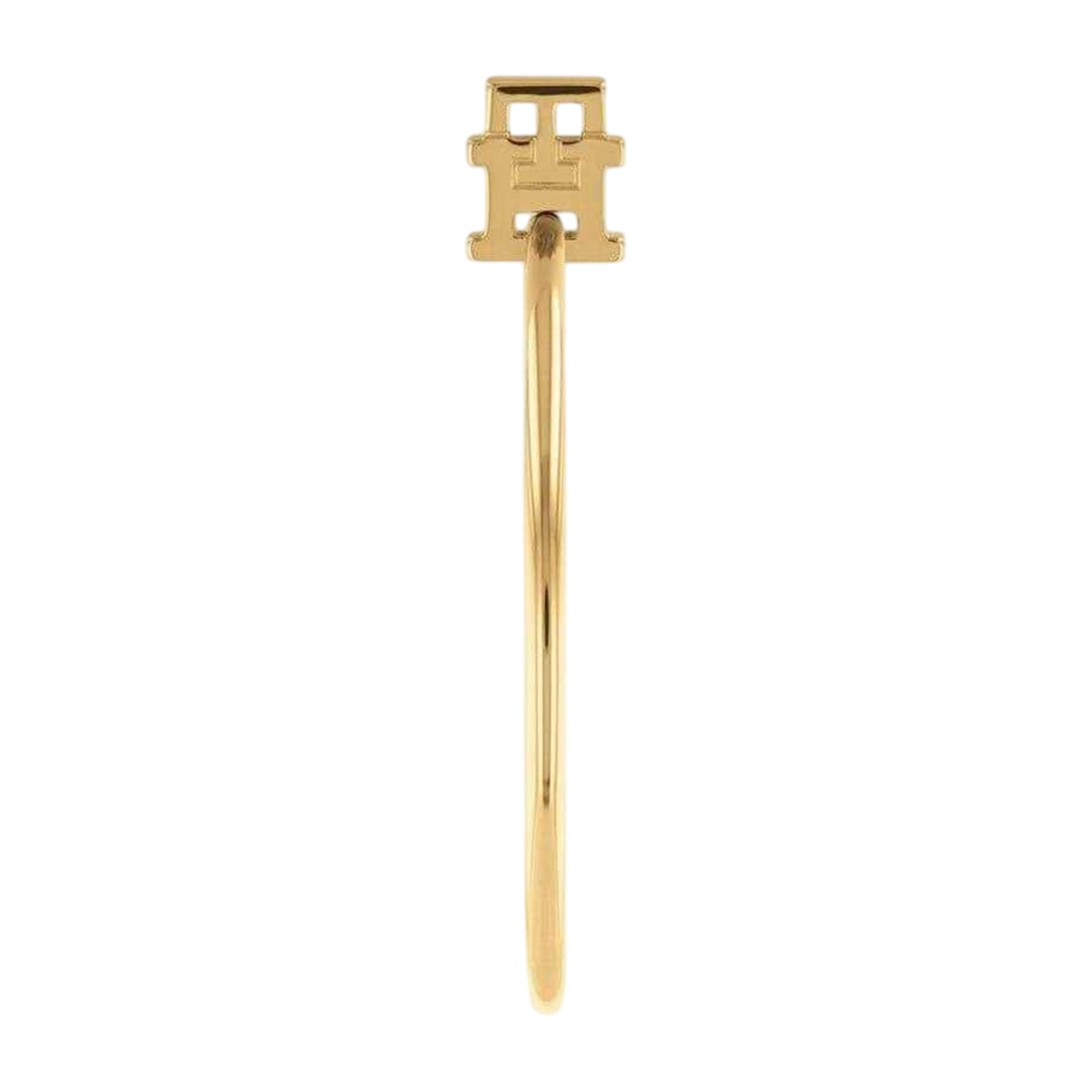 Gold - Back - Tommy Hilfiger Womens-Ladies Gold Ion Plated Monogram Hoop Earrings