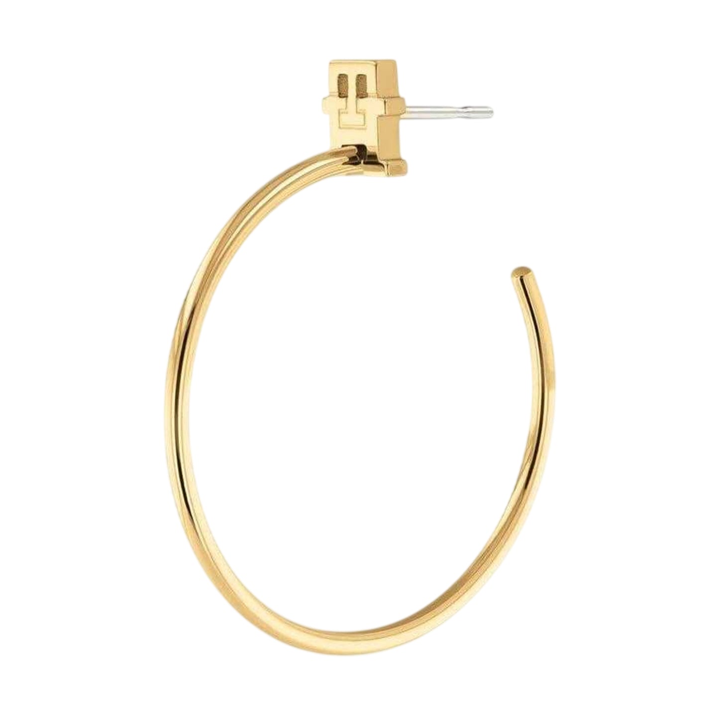 Gold - Front - Tommy Hilfiger Womens-Ladies Gold Ion Plated Monogram Hoop Earrings
