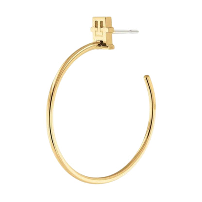 Gold - Front - Tommy Hilfiger Womens-Ladies Gold Ion Plated Monogram Hoop Earrings