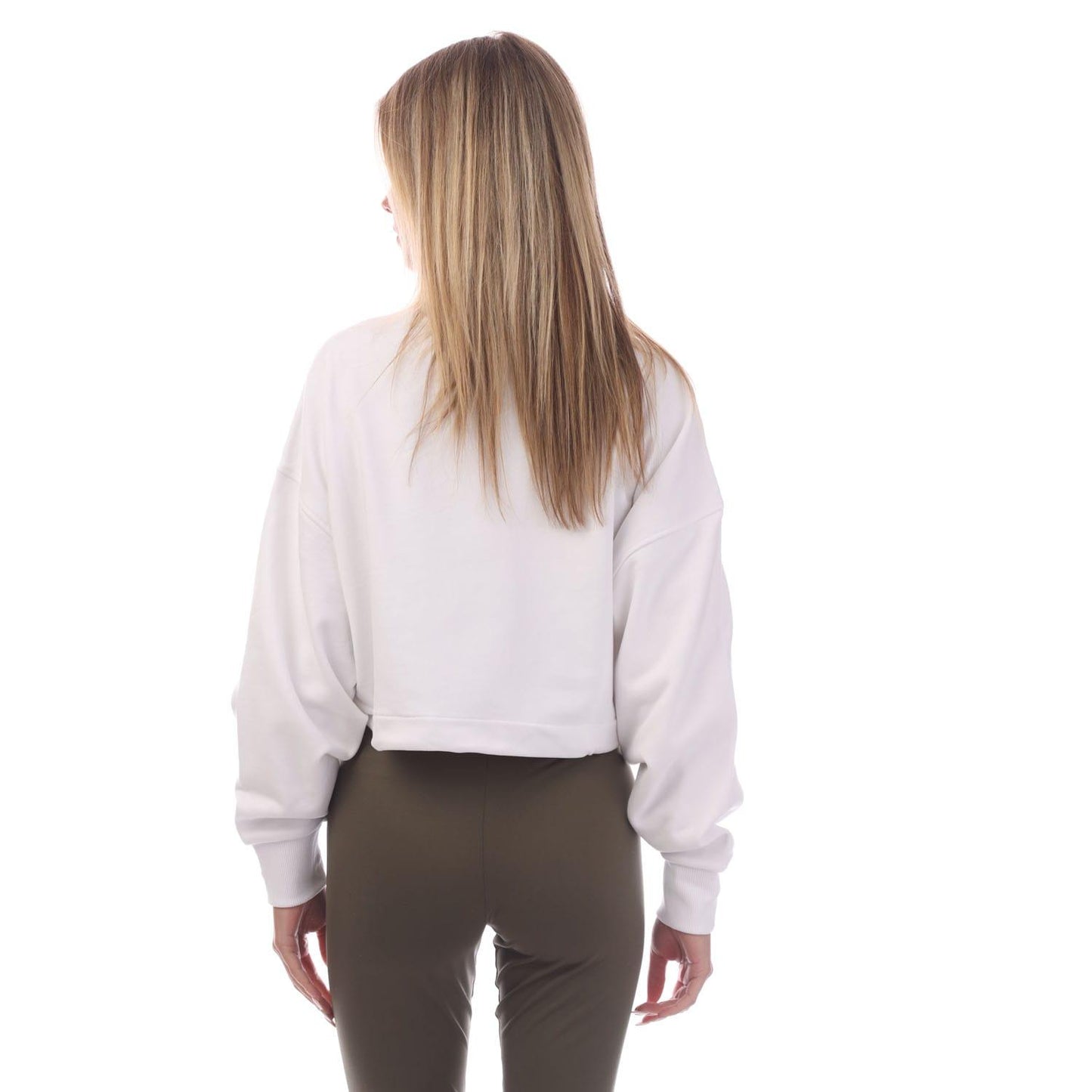 White - Lifestyle - Hugo Womens-Ladies Delive Cropped Sweatshirt