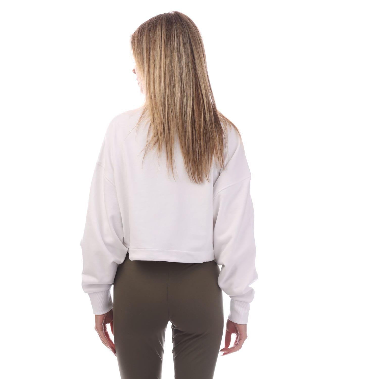 White - Lifestyle - Hugo Womens-Ladies Delive Cropped Sweatshirt