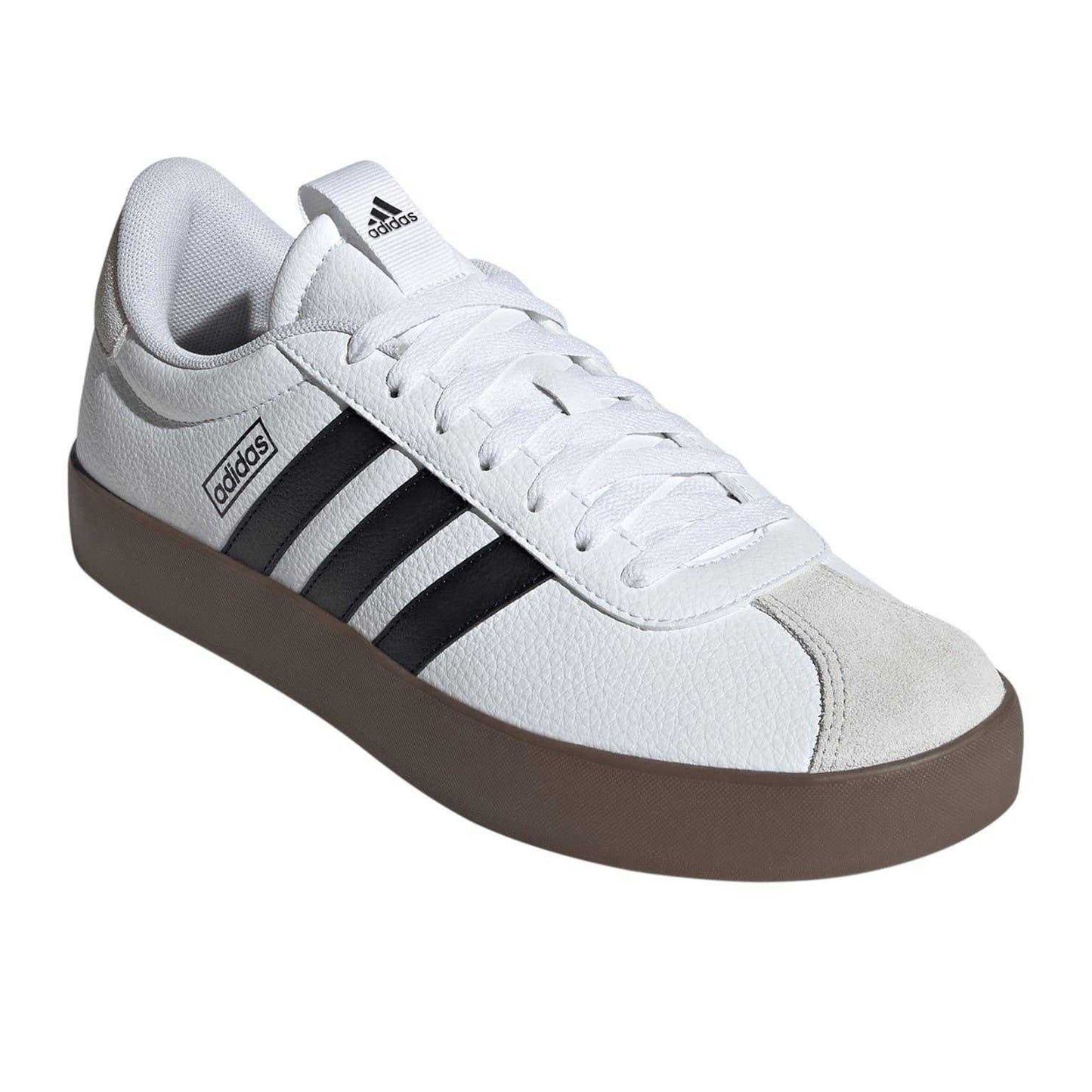 White-Black - Pack Shot - Adidas Mens VL Court 3.0 Flat Trainers