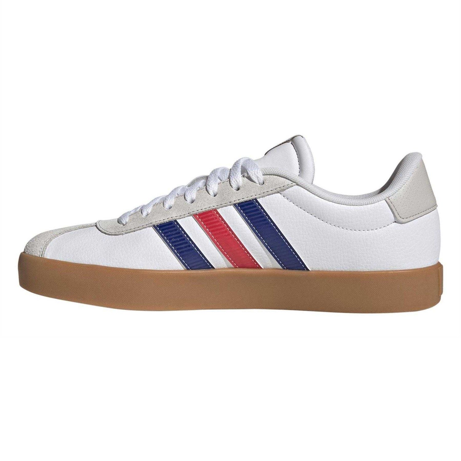 White-Blue-Red - Side - Adidas Mens VL Court 3.0 Flat Trainers