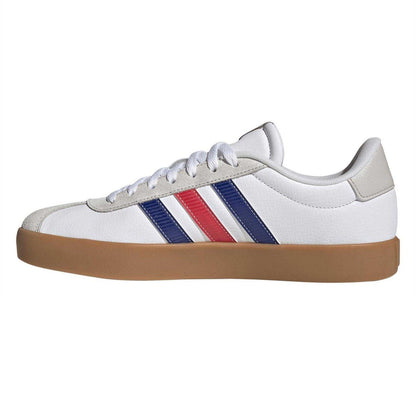 White-Blue-Red - Side - Adidas Mens VL Court 3.0 Flat Trainers