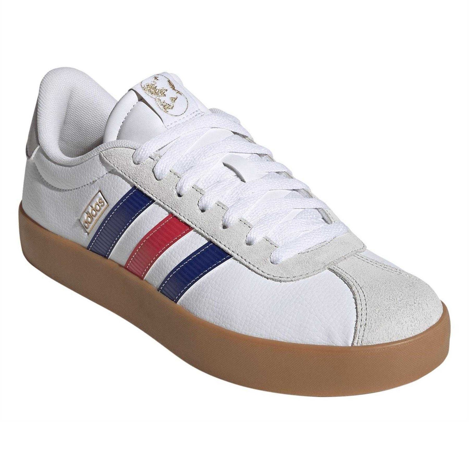 White-Blue-Red - Pack Shot - Adidas Mens VL Court 3.0 Flat Trainers