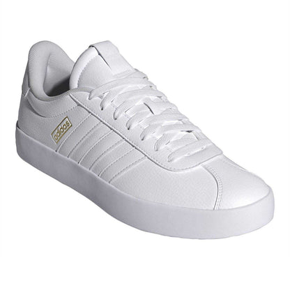 White-Gold - Pack Shot - Adidas Mens VL Court 3.0 Flat Trainers