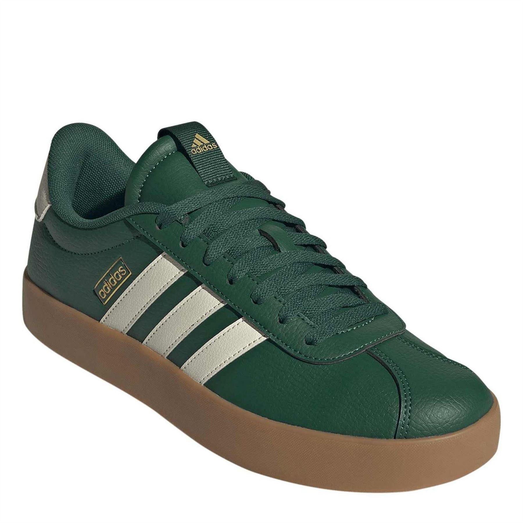 Green-White - Side - Adidas Mens VL Court 3.0 Flat Trainers