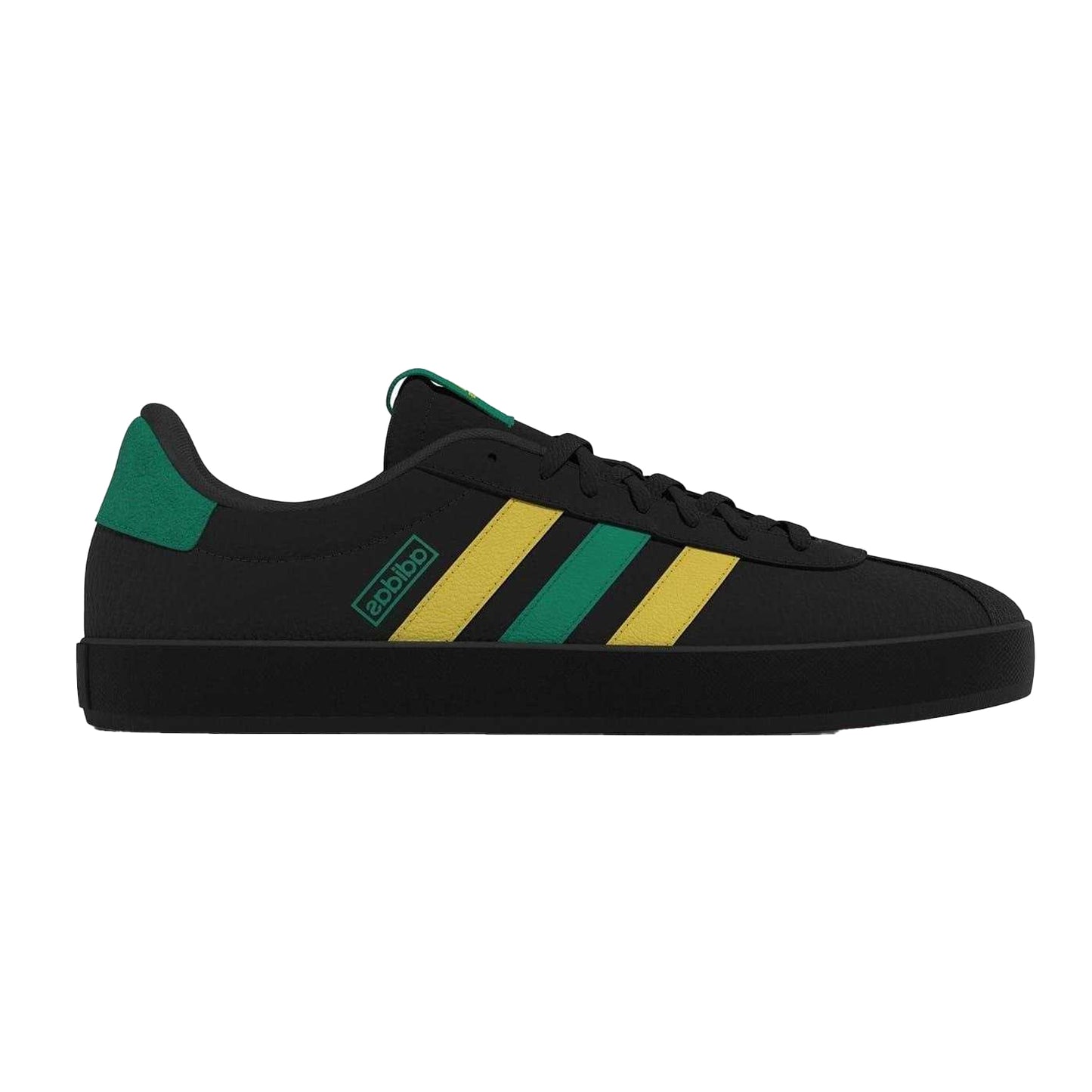 Black-Yellow - Front - Adidas Mens VL Court 3.0 Flat Trainers