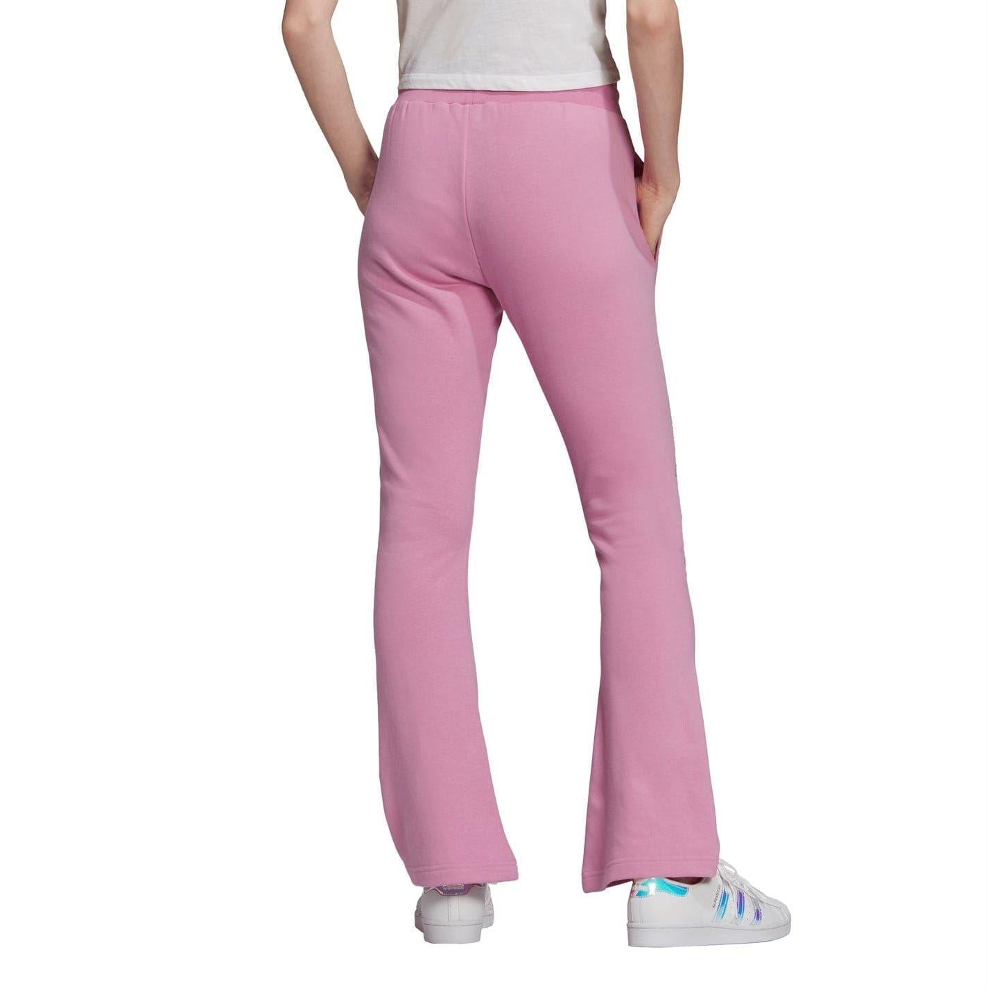 Pink - Back - Adidas Womens-Ladies Rhinestone Regular Tracksuit Bottoms