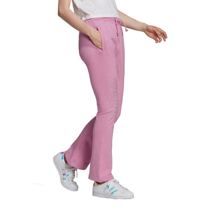 Pink - Side - Adidas Womens-Ladies Rhinestone Regular Tracksuit Bottoms