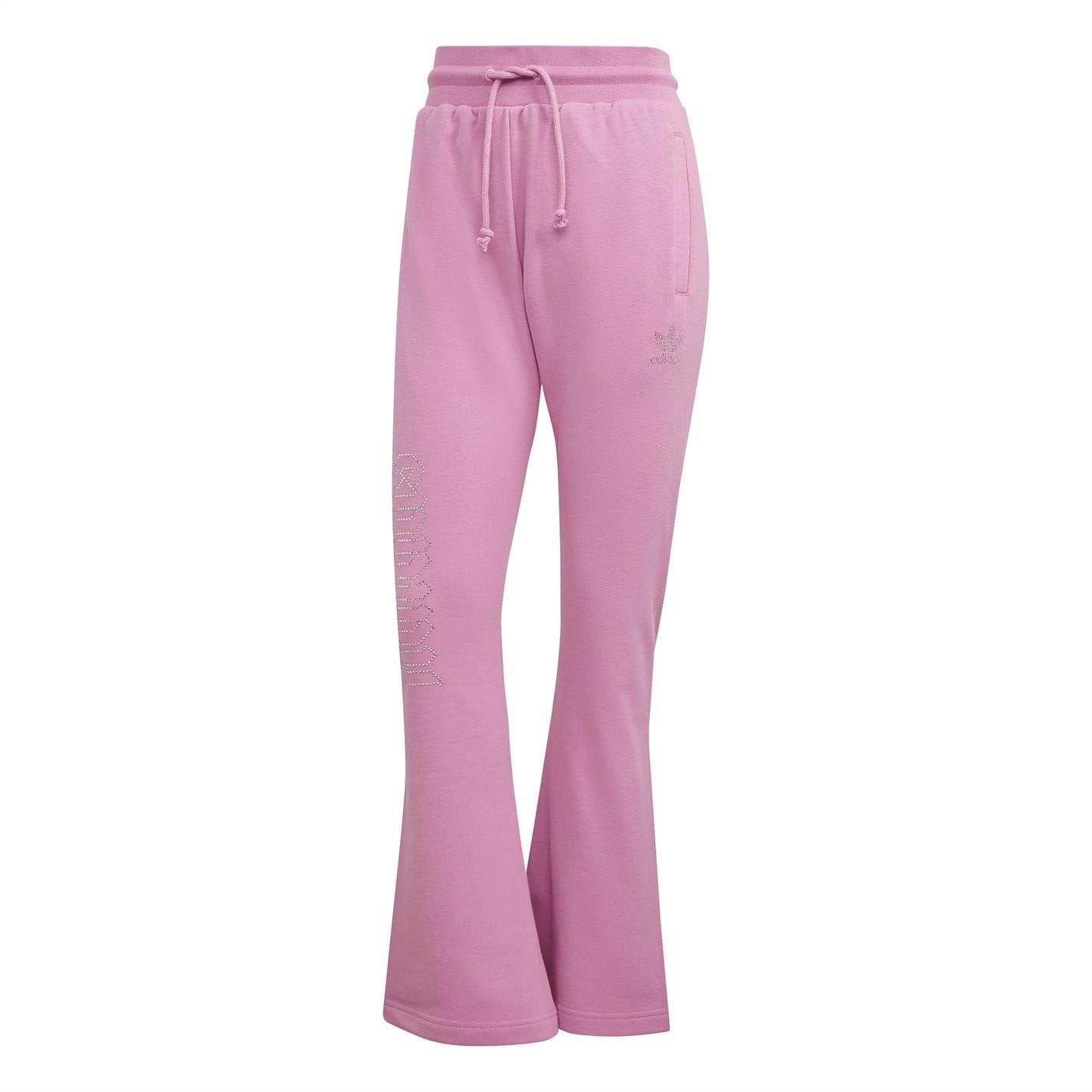 Pink - Front - Adidas Womens-Ladies Rhinestone Regular Tracksuit Bottoms