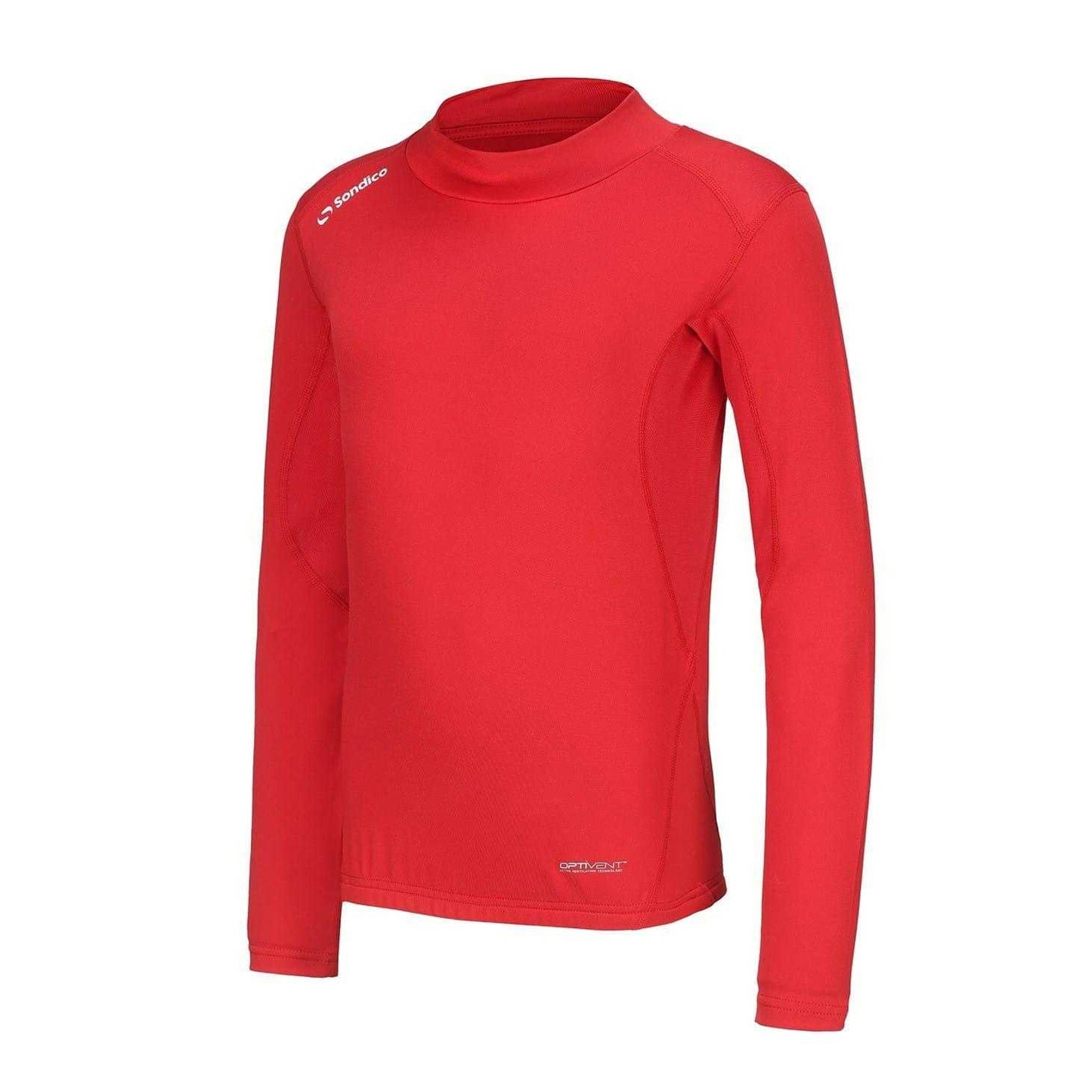 Red - Side - Sondico Childrens-Kids Mock Neck Base Layer Top