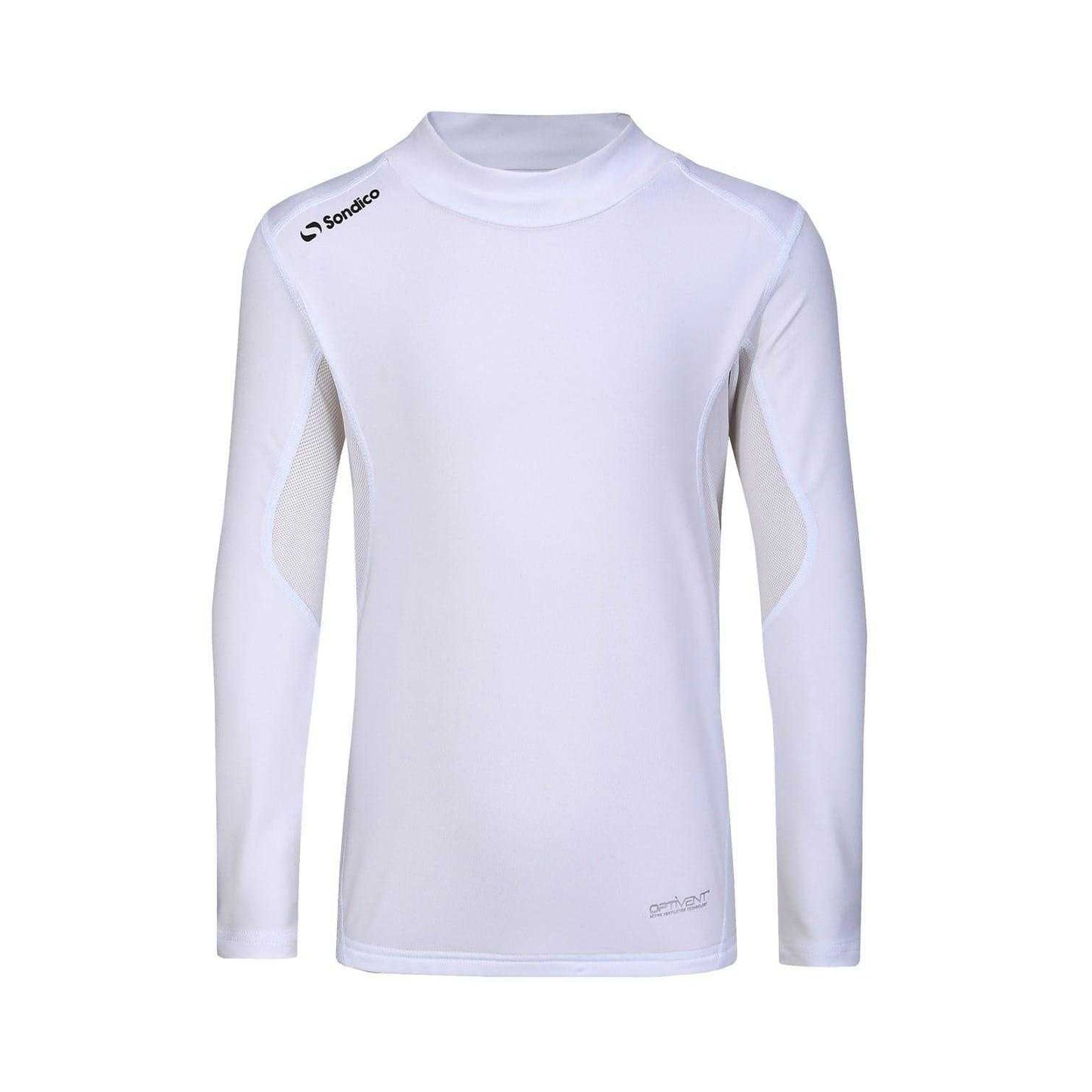 White - Front - Sondico Childrens-Kids Mock Neck Base Layer Top