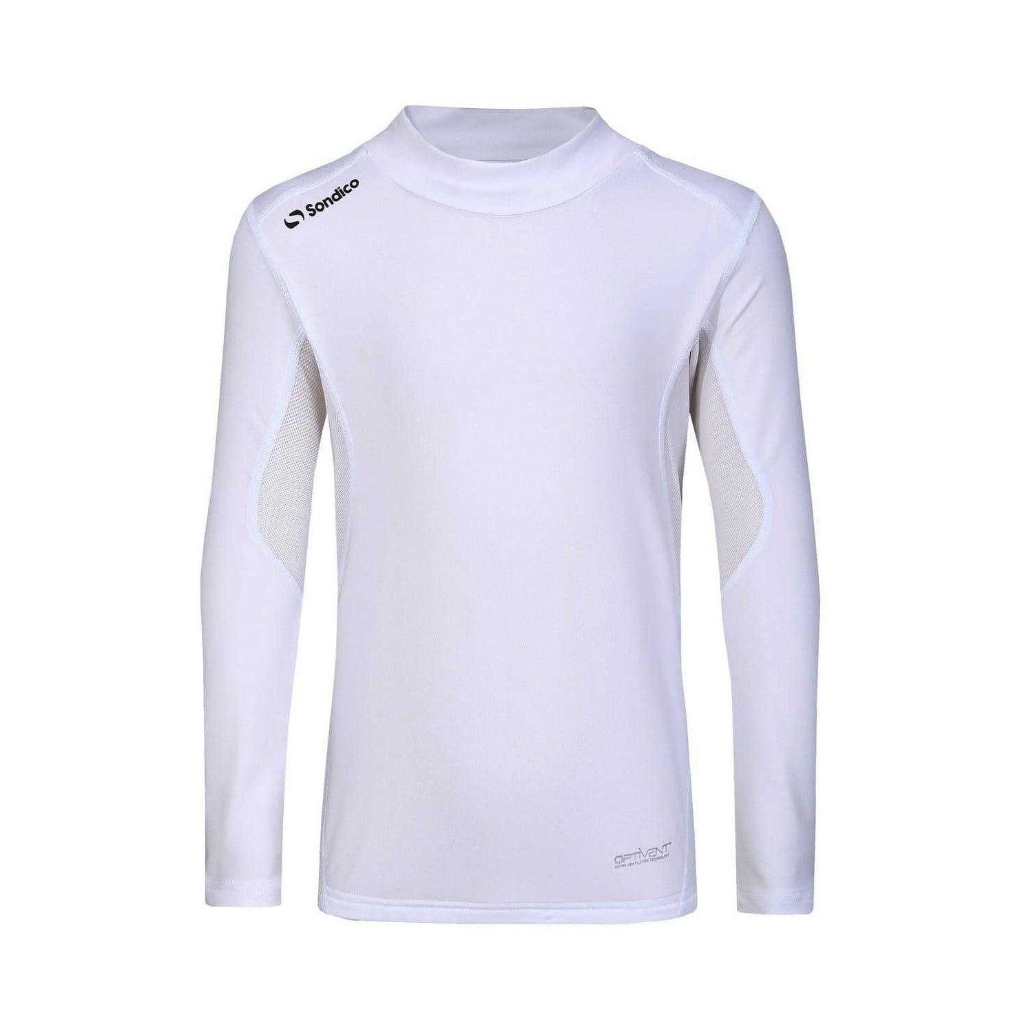 White - Front - Sondico Childrens-Kids Mock Neck Base Layer Top