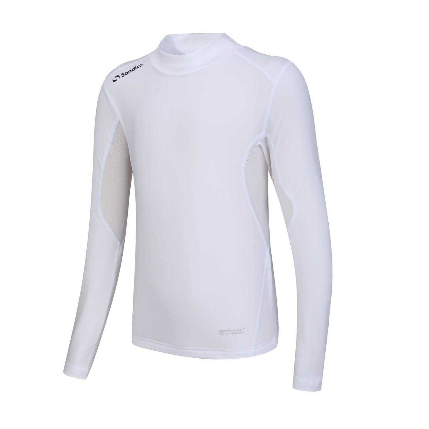 White - Side - Sondico Childrens-Kids Mock Neck Base Layer Top