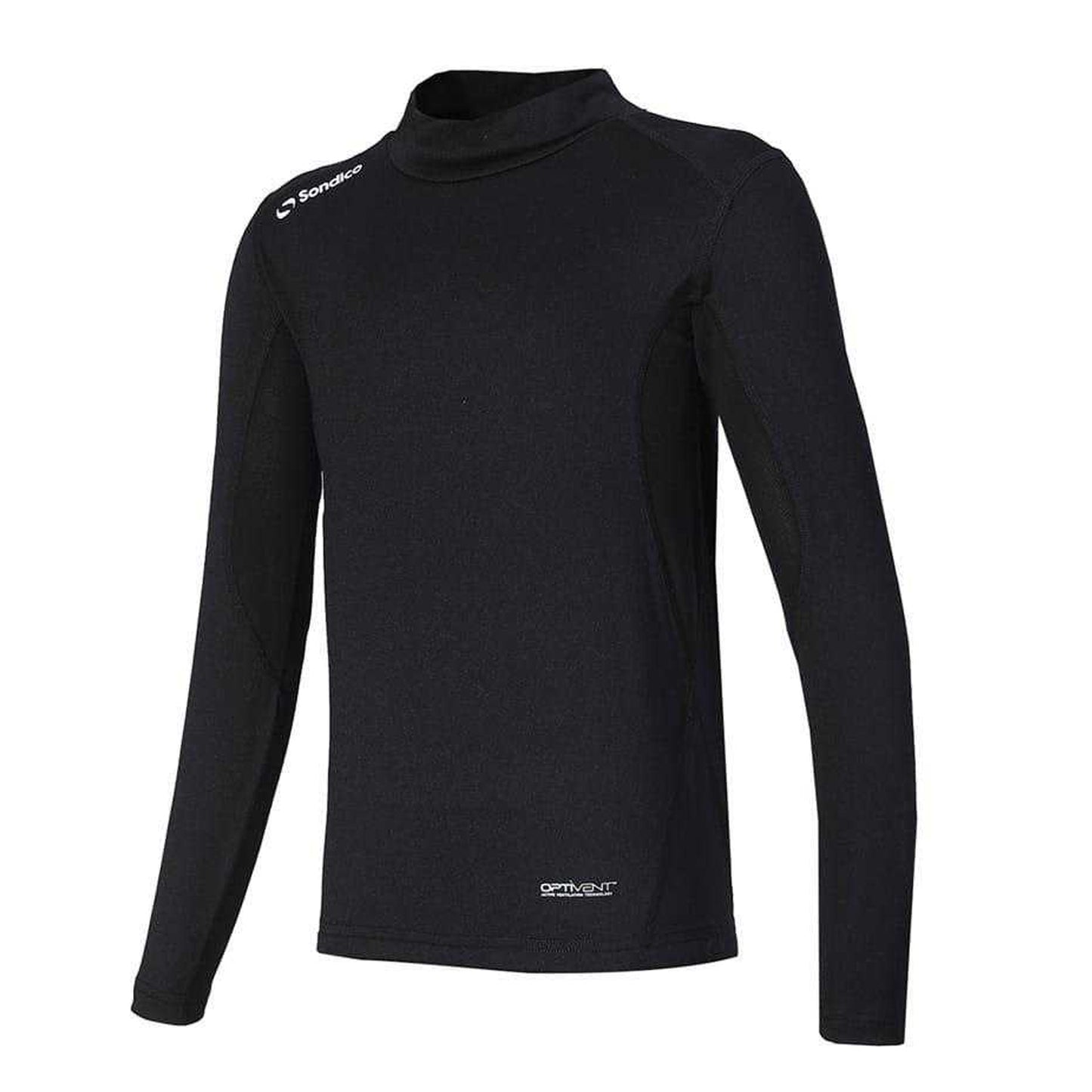 Black - Side - Sondico Childrens-Kids Mock Neck Base Layer Top
