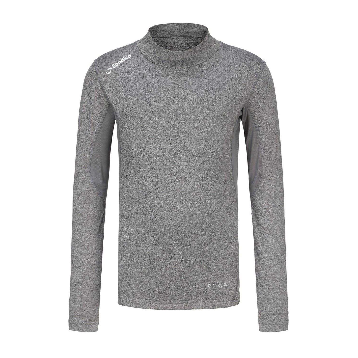 Grey - Front - Sondico Childrens-Kids Mock Neck Base Layer Top