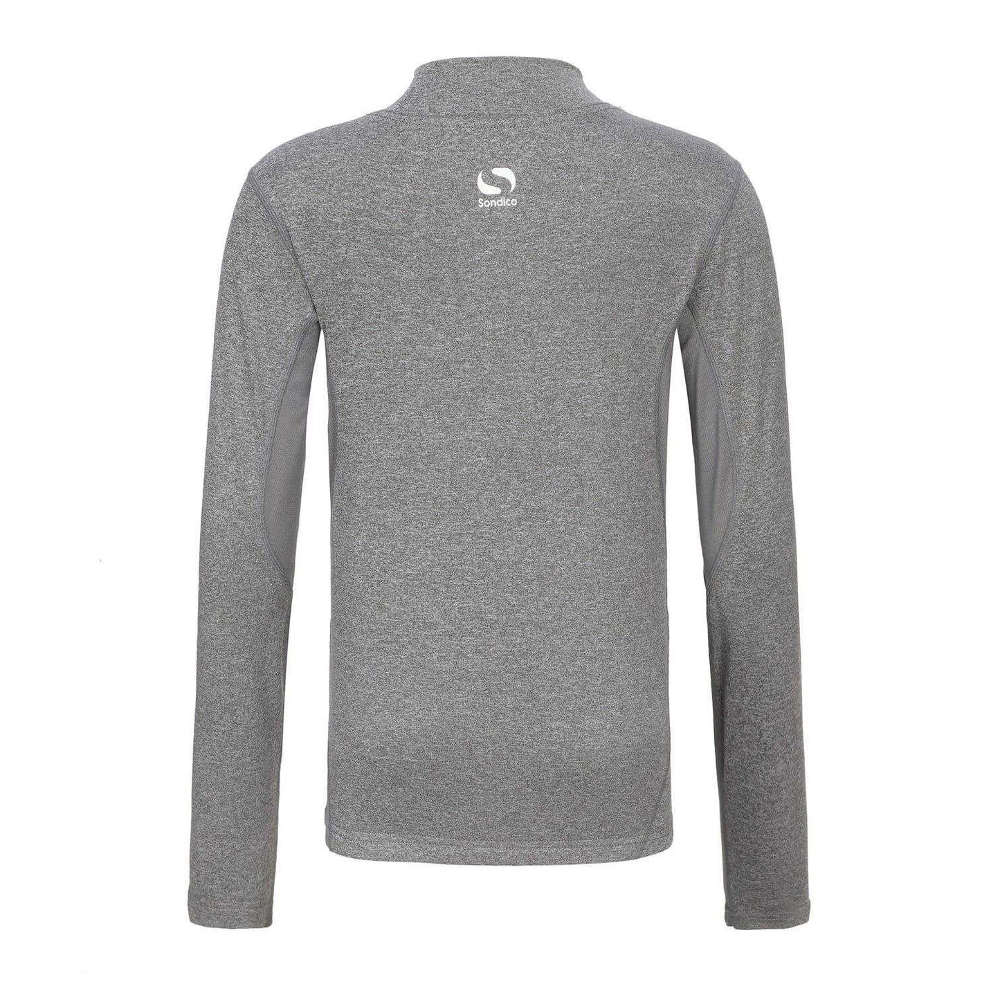 Grey - Back - Sondico Childrens-Kids Mock Neck Base Layer Top