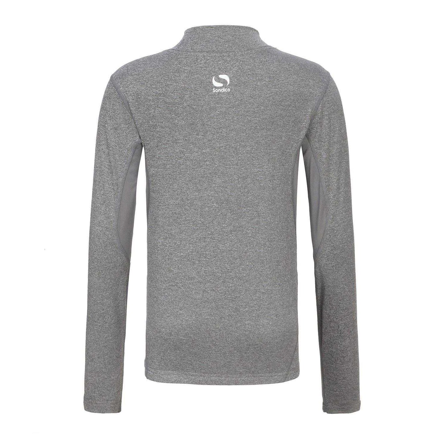 Grey - Back - Sondico Childrens-Kids Mock Neck Base Layer Top