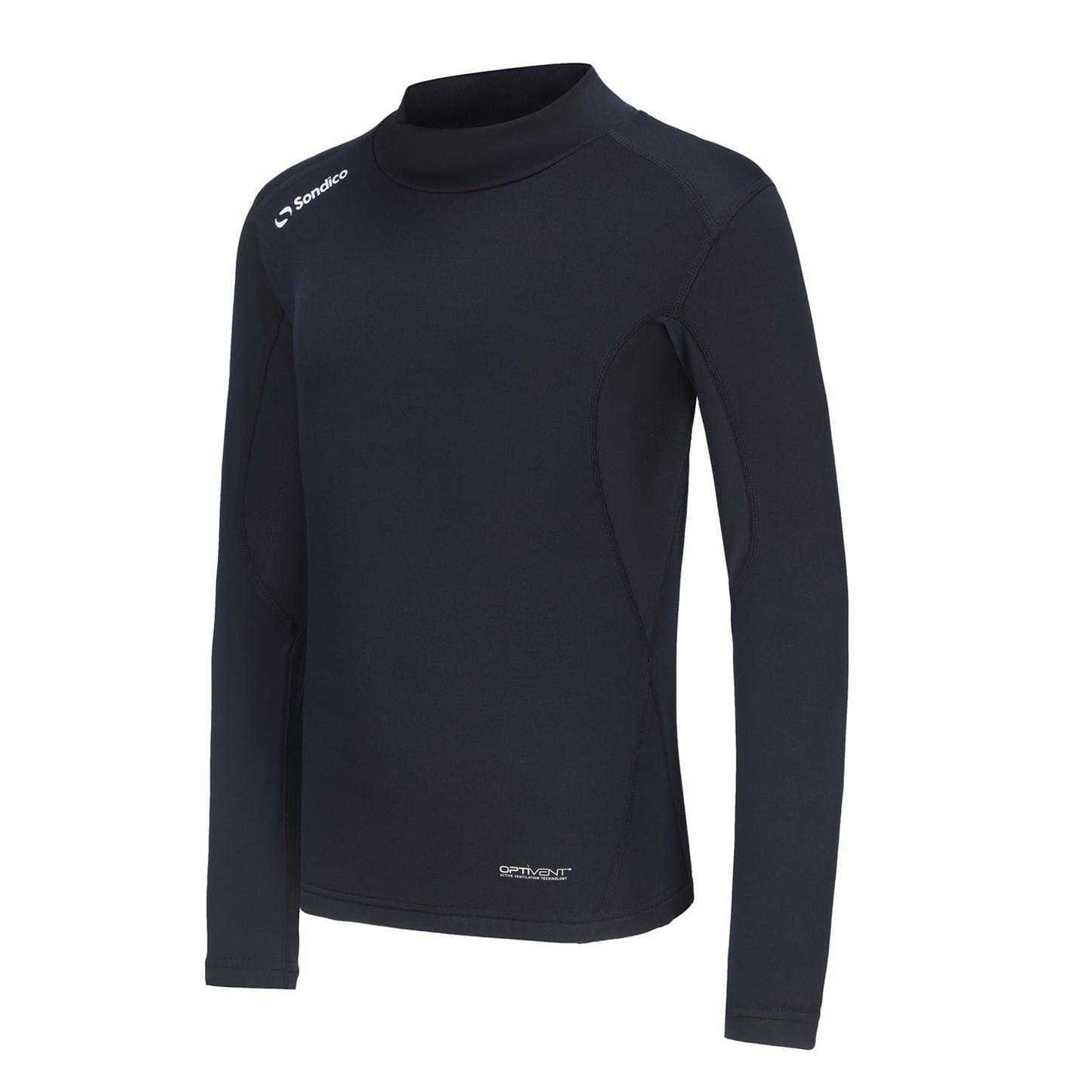 Navy - Side - Sondico Childrens-Kids Mock Neck Base Layer Top