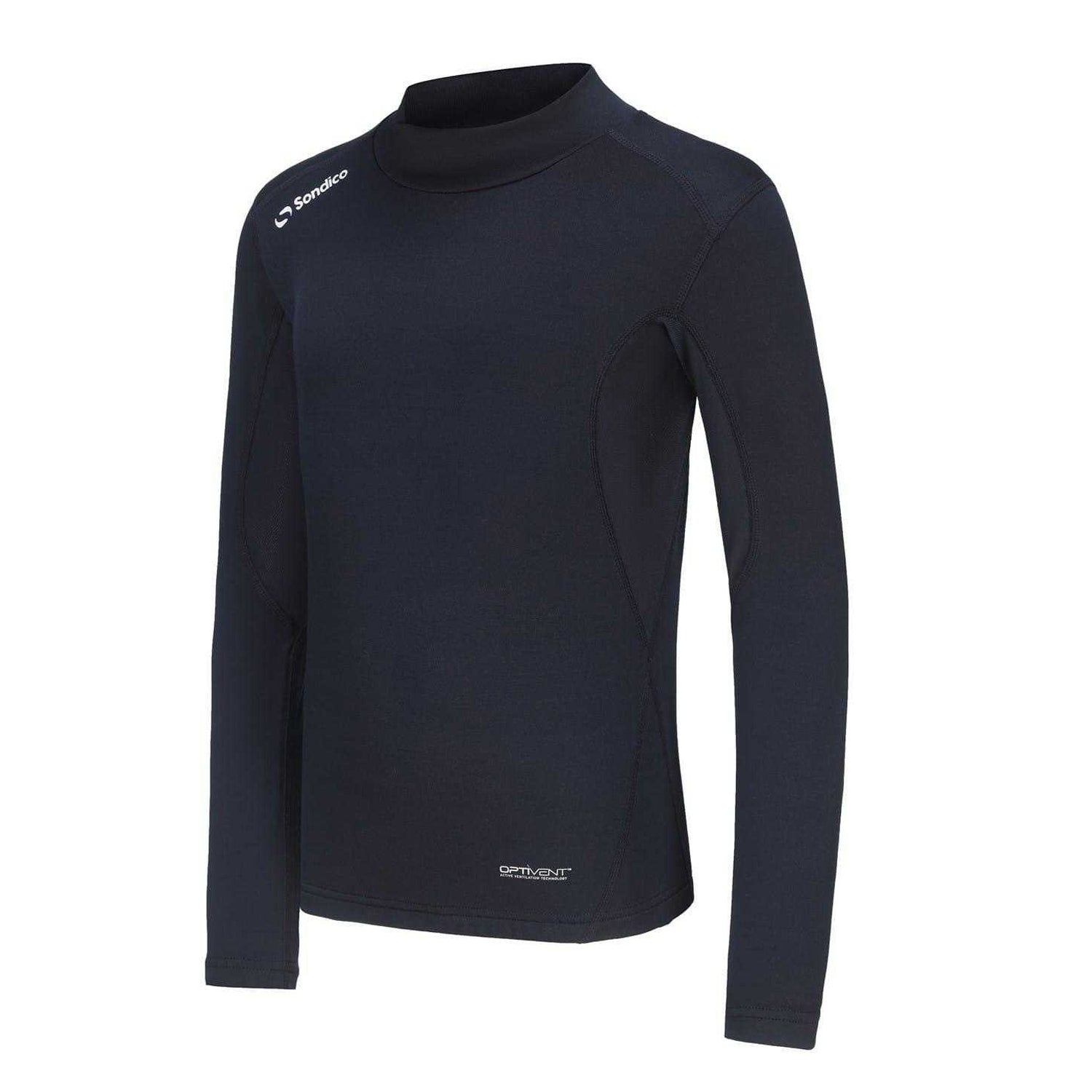 Navy - Side - Sondico Childrens-Kids Mock Neck Base Layer Top
