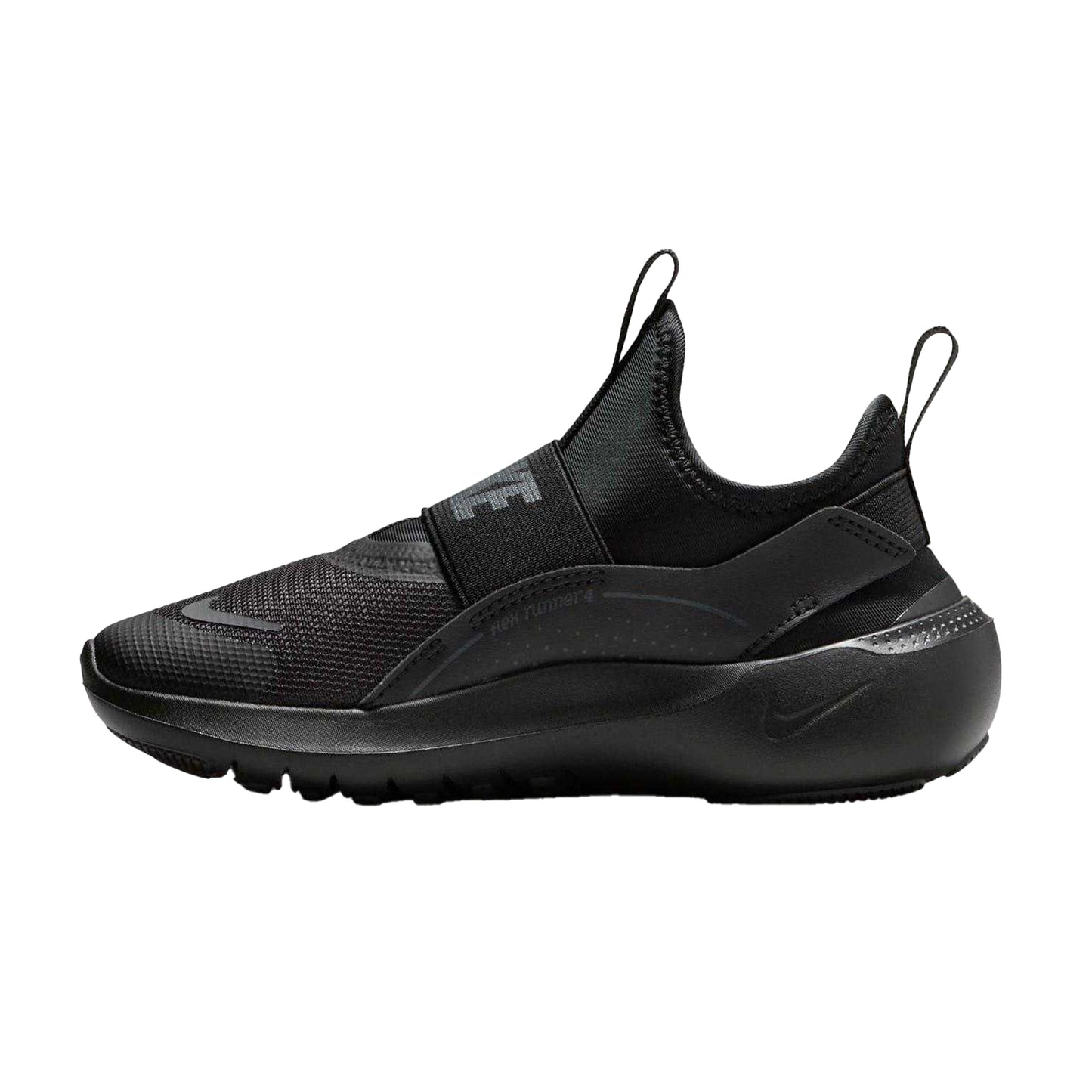 Triple Black - Side - Nike Childrens-Kids Flex Runner 4 Trainers