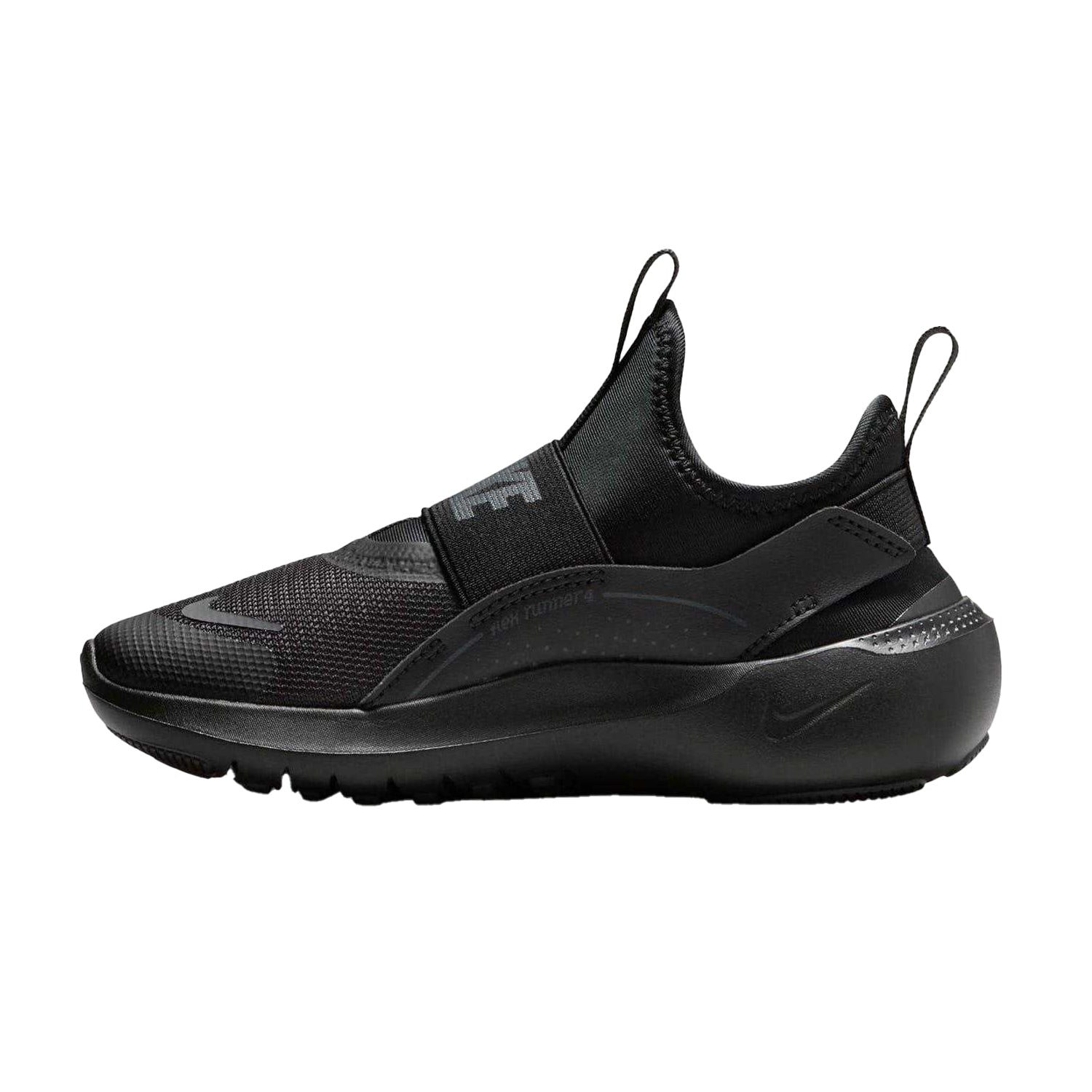 Triple Black - Side - Nike Childrens-Kids Flex Runner 4 Trainers