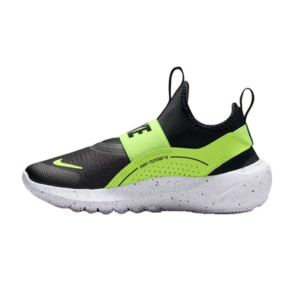 Black-Volt - Side - Nike Childrens-Kids Flex Runner 4 Trainers