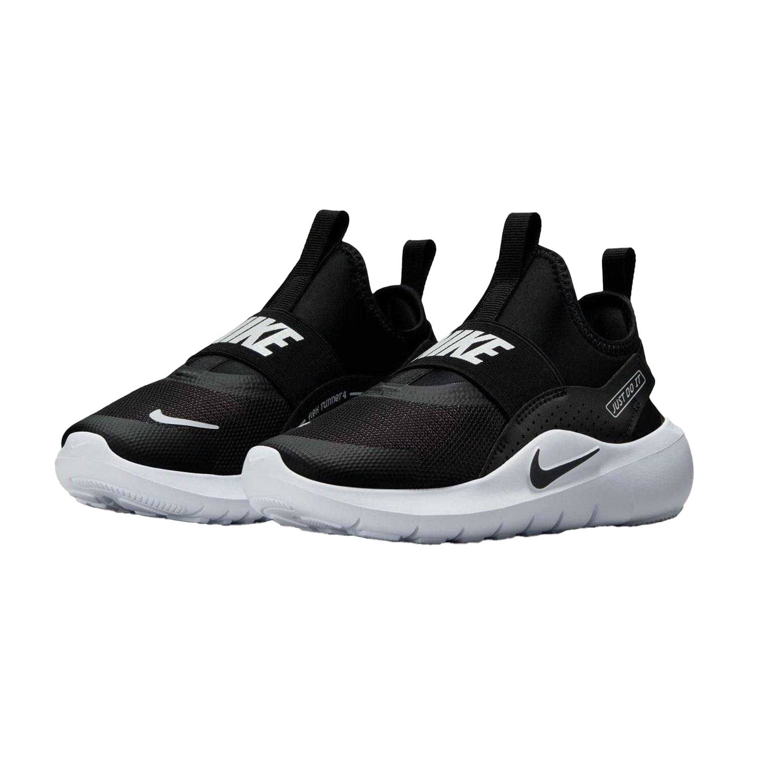 Black-White - Pack Shot - Nike Childrens-Kids Flex Runner 4 Trainers