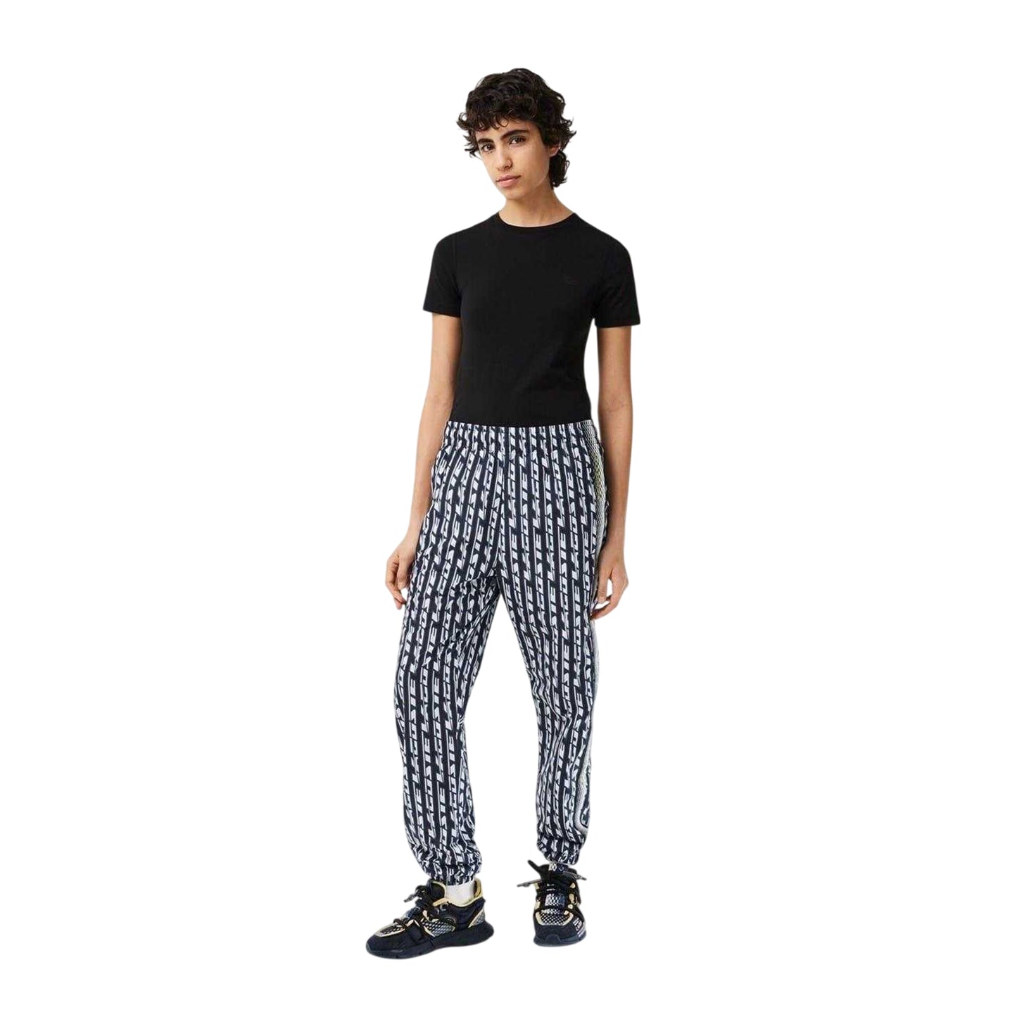 Black-Blue - Lifestyle - Lacoste Womens-Ladies Vertical Stripe Slim Joggers