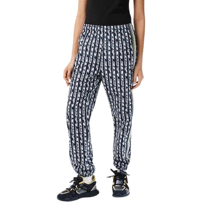 Black-Blue - Front - Lacoste Womens-Ladies Vertical Stripe Slim Joggers