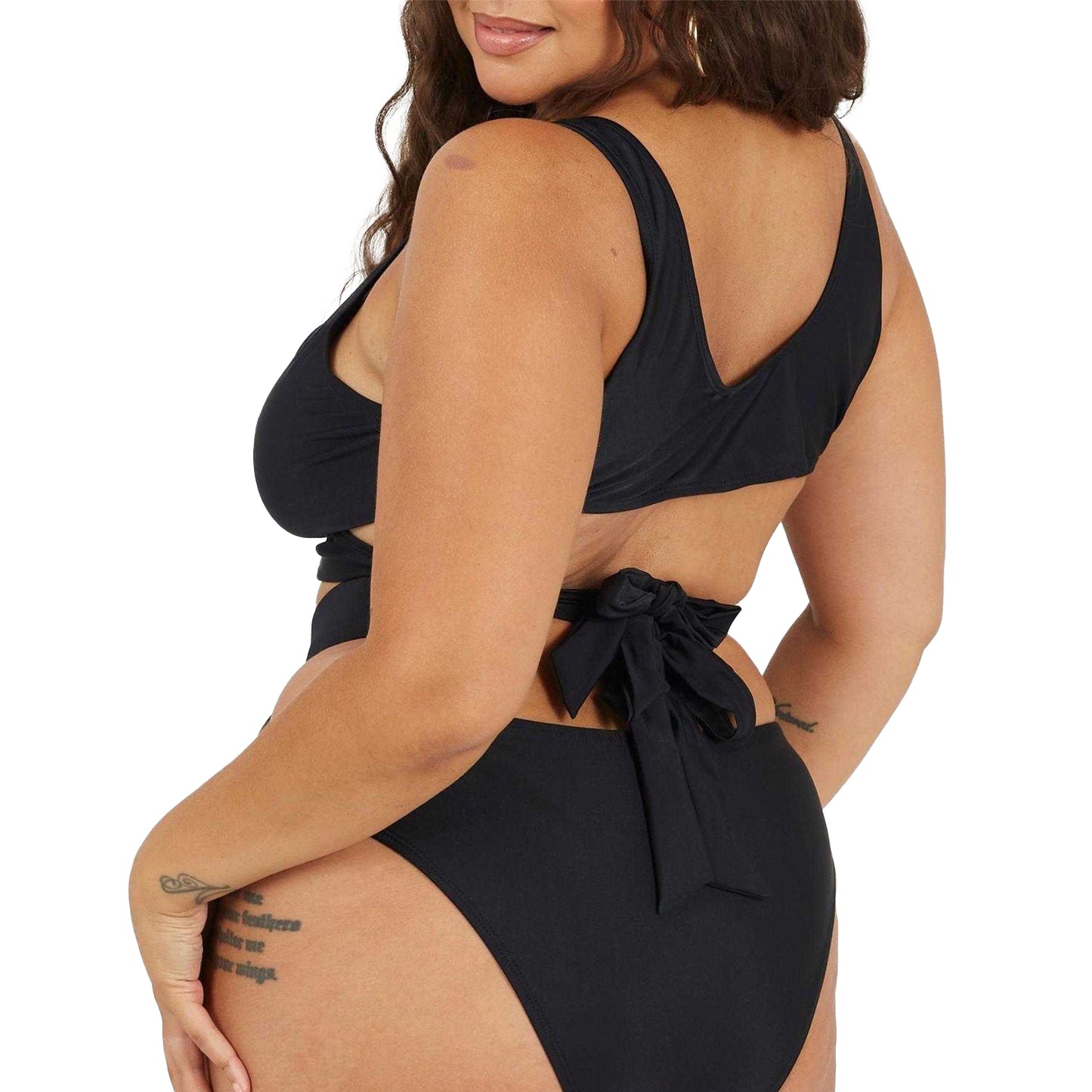 Black - Back - Brave Soul Womens-Ladies Wrap Around Bikini Top Set