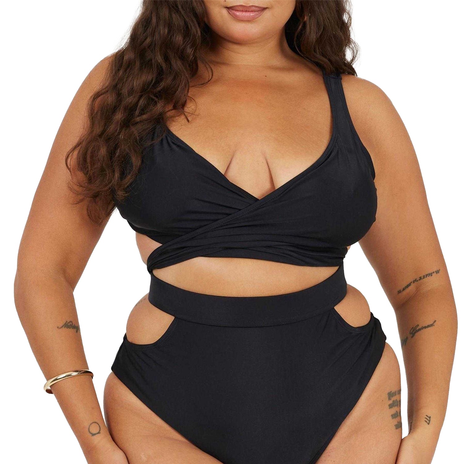 Black - Side - Brave Soul Womens-Ladies Wrap Around Bikini Top Set