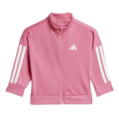 Pink-White - Back - Adidas Baby 3 Stripes Tracksuit Set